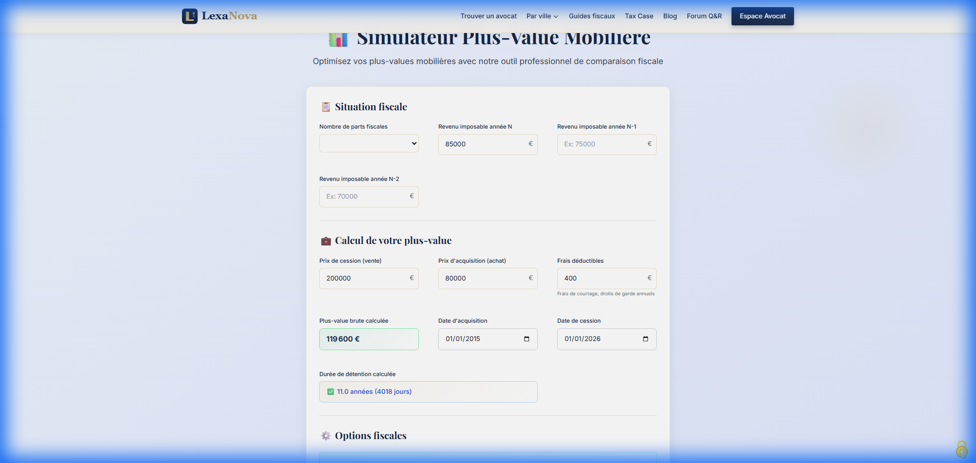 Saisie formulaire investisseur long terme