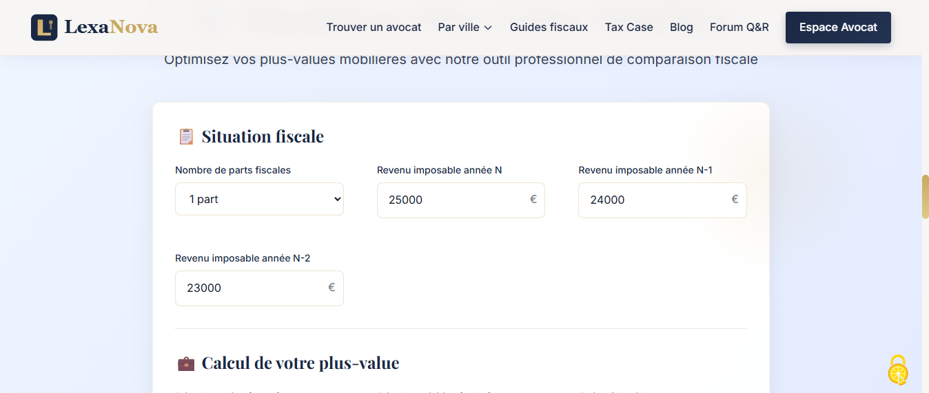Saisie données simulateur scénario 5